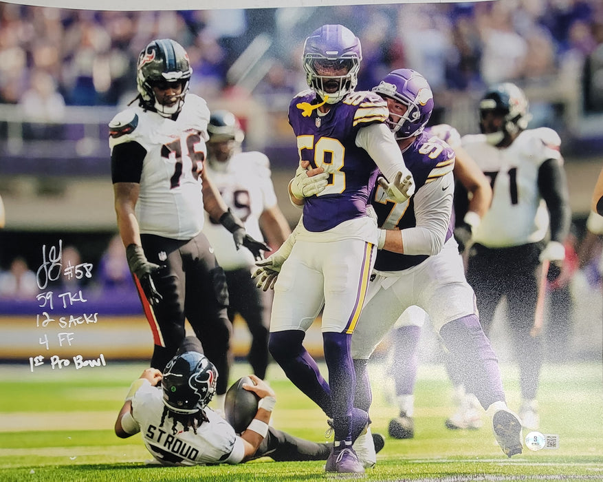 Jonathan Greenard #4 Signed & Inscribed 16x20 Photo
