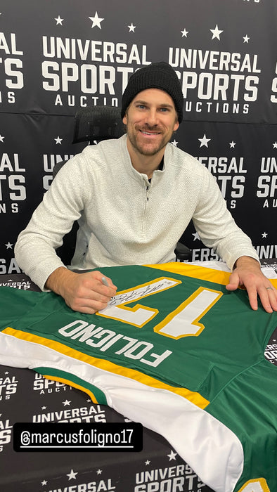 Marcus Foligno Signed Player Green Retro Hockey Jersey
