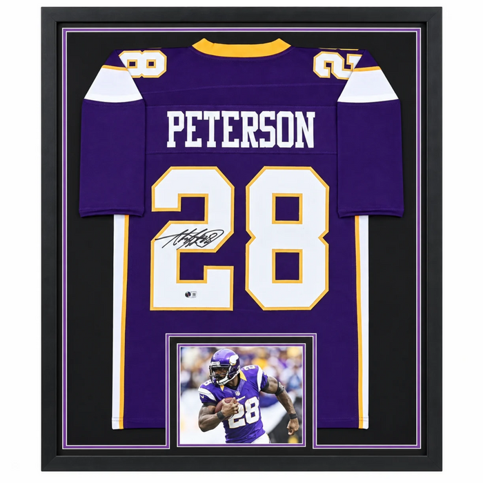 Adrian Peterson Signed & Professionally Framed Purple Player Football Jersey