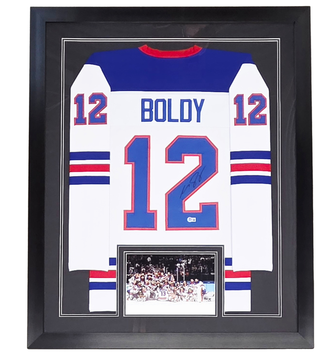 Matt Boldy Signed & Professionally Framed White USA Player Hockey Jersey