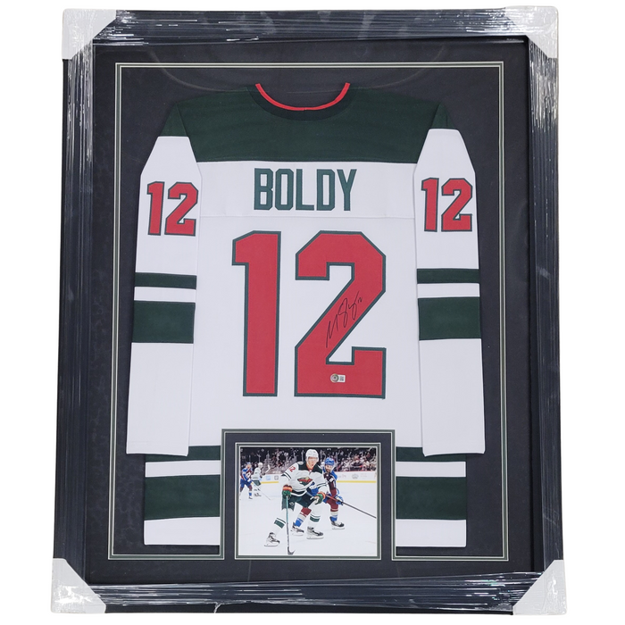 Matt Boldy Signed & Framed Player White Hockey Jersey
