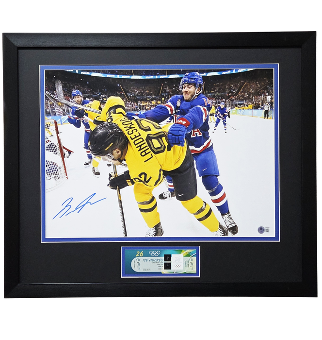 Brock Faber '2026 Olympics' Signed & Professionally Framed 16x20 Photo w/ Replica Ticket