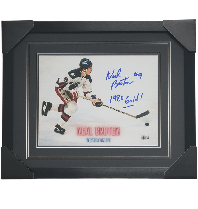 Neal Broten #6 Signed & Professionally Framed 11x14 Photo