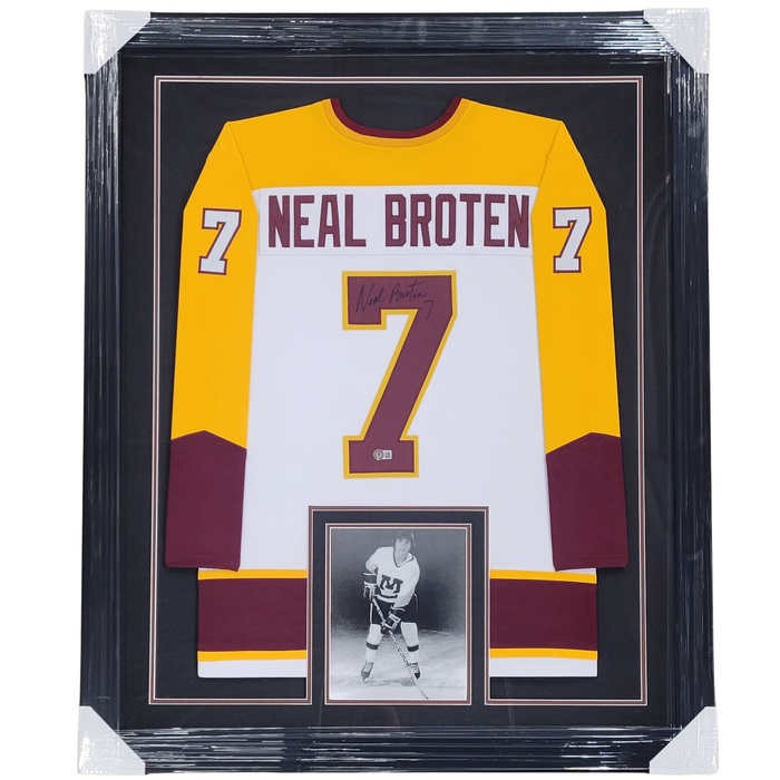 Neal Broten Signed & Professionally Framed Player College Hockey Jersey
