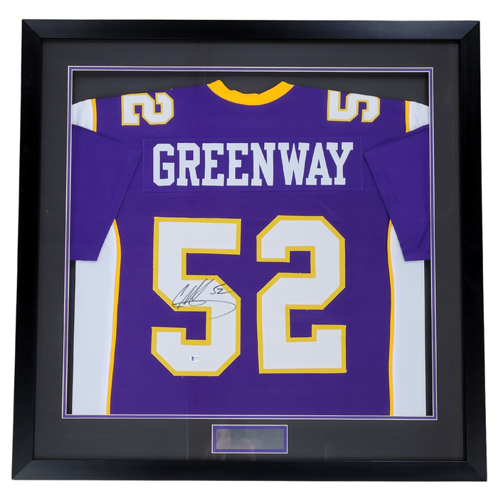 Chad Greenway Signed & Professionally Framed 1/2 Size Player Purple Football Jersey