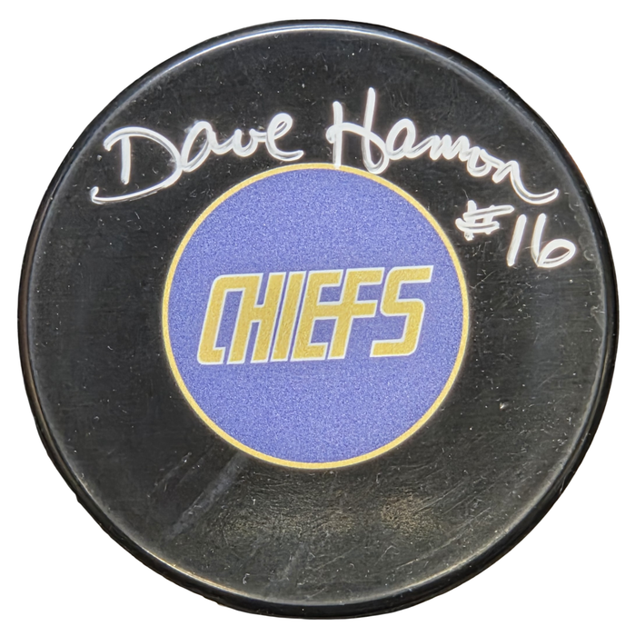 Dave Hanson Slap Shot Signed Puck