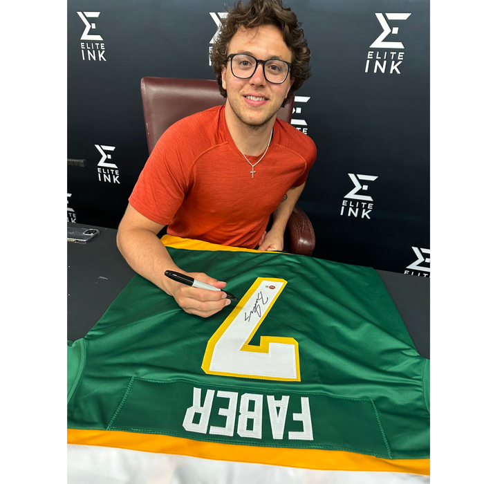 Brock Faber Signed Player Green Retro Hockey Jersey