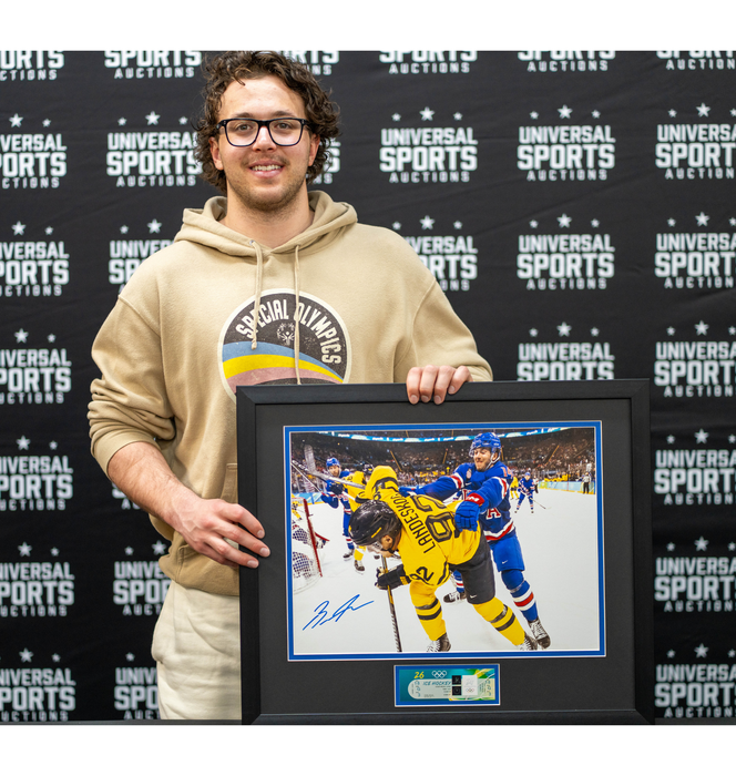 Brock Faber '2026 Olympics' Signed & Professionally Framed 16x20 Photo w/ Replica Ticket