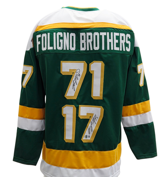 Foligno Brothers Signed Green Retro Player Hockey Jersey