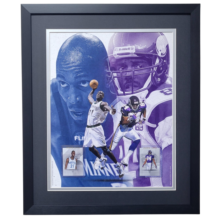 Kevin Garnett & Randy Moss Professionally Framed 16x20 Tribute Card Display