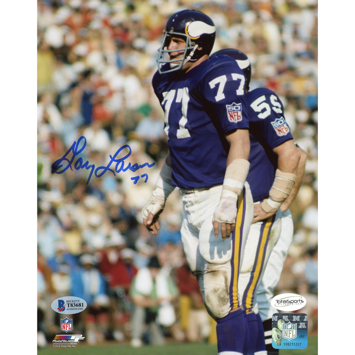 Gary Larsen Signed Standing in Purple 8x10 Photo