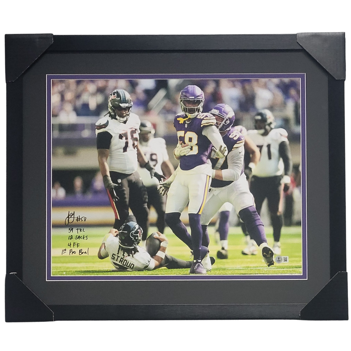 Jonathan Greenard #2 Signed & Professionally Framed 16x20 Photo w/ 2024 Stats