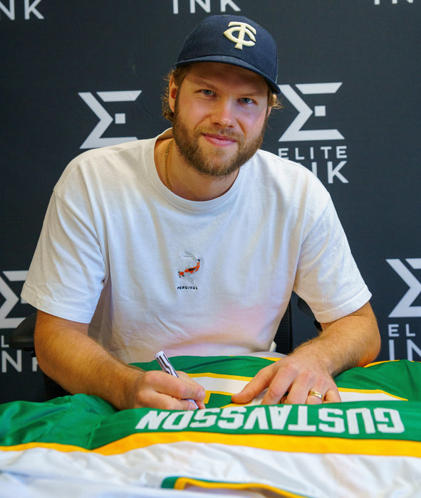Filip Gustavsson Signed Player Green Retro Hockey Jersey