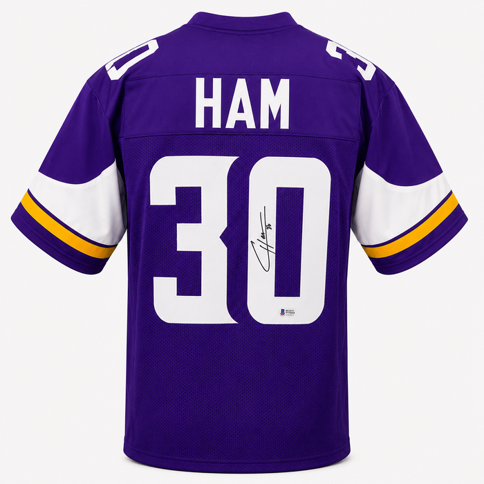 CJ Ham Signed Purple Player Football Jersey