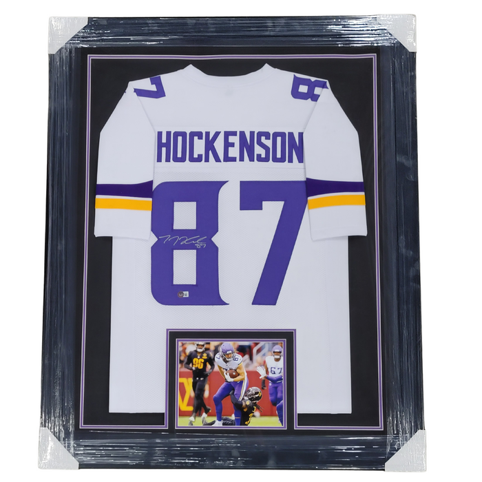 TJ Hockenson Signed & Professionally Framed Player White Football Jersey
