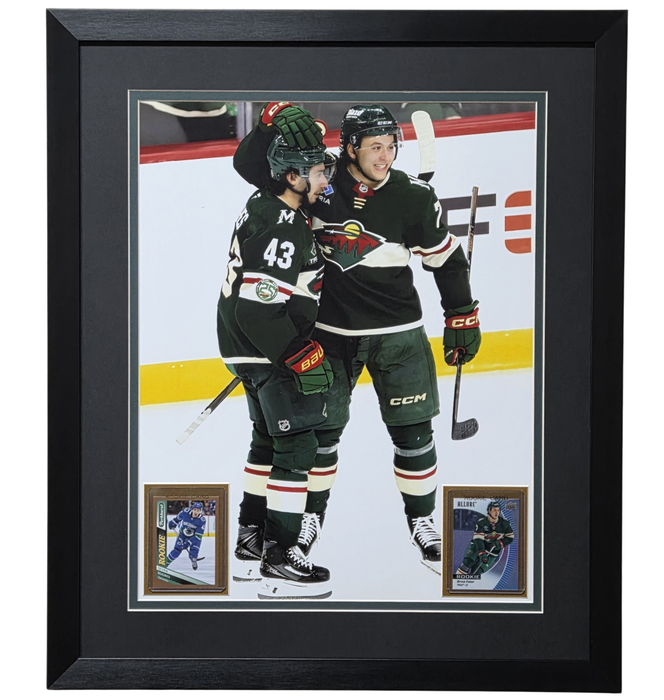 Quinn Hughes & Brock Faber Professionally Framed Rookie Card Display