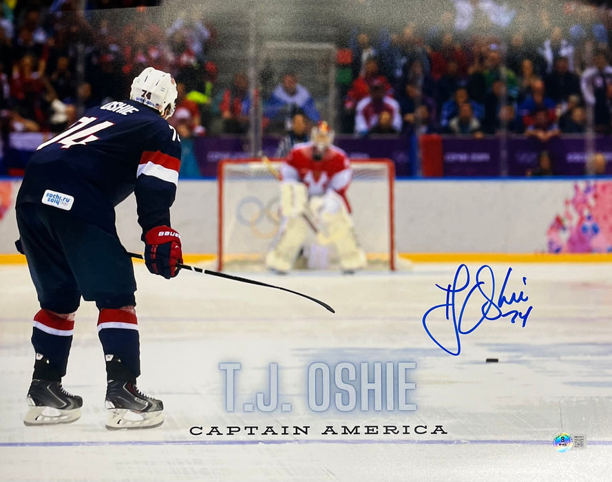 TJ Oshie 'Captain America' Signed 16x20 Photo