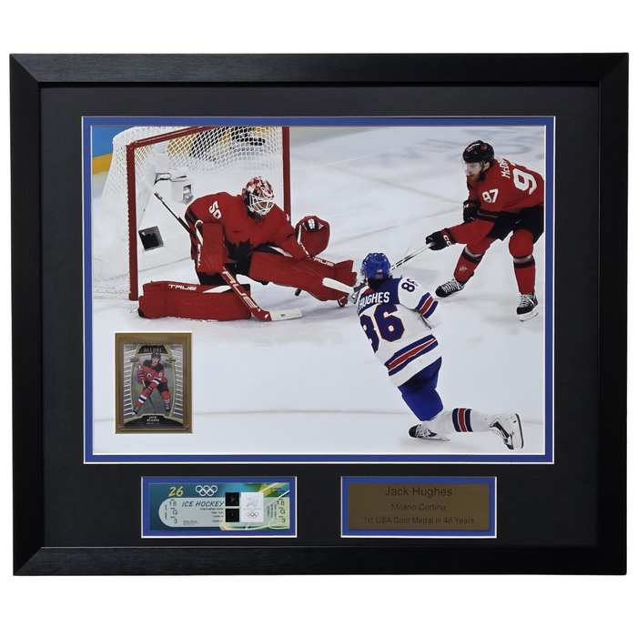 Jack Hughes 'The Golden Goal' Professionally Framed 16x20 Rookie Card Display #2