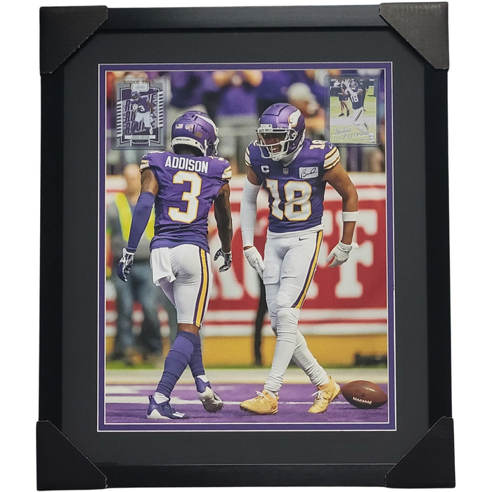 Justin Jefferson & Jordan Addison Professionally Framed 16x20 Tribute Card Display