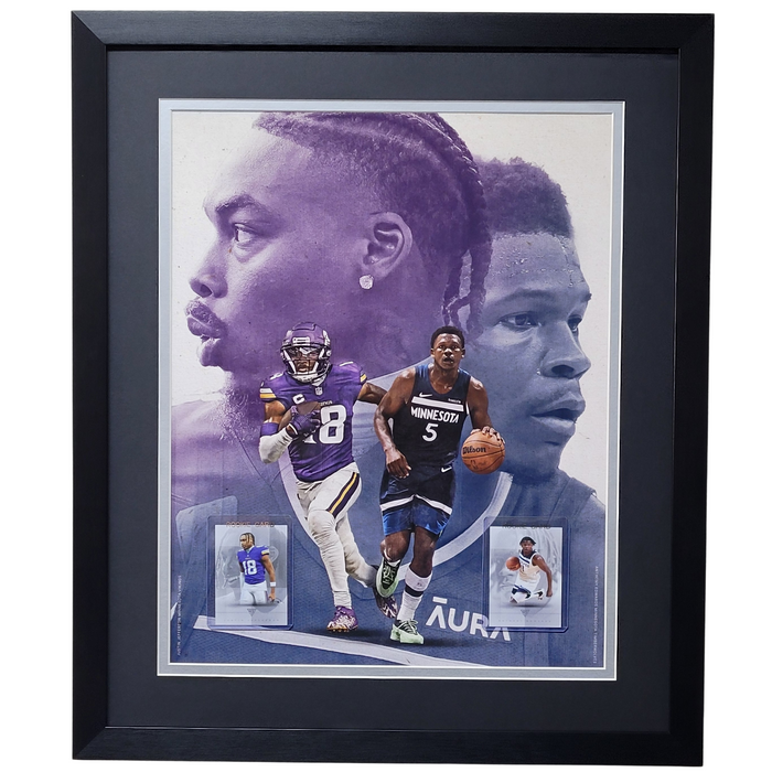 Justin Jefferson & Anthony Edwards Professionally Framed 16x20 Tribute Card Display