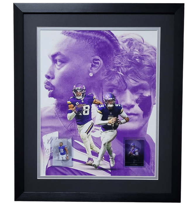 Justin Jefferson & JJ McCarthy Professionally Framed 16x20 Tribute Card Display