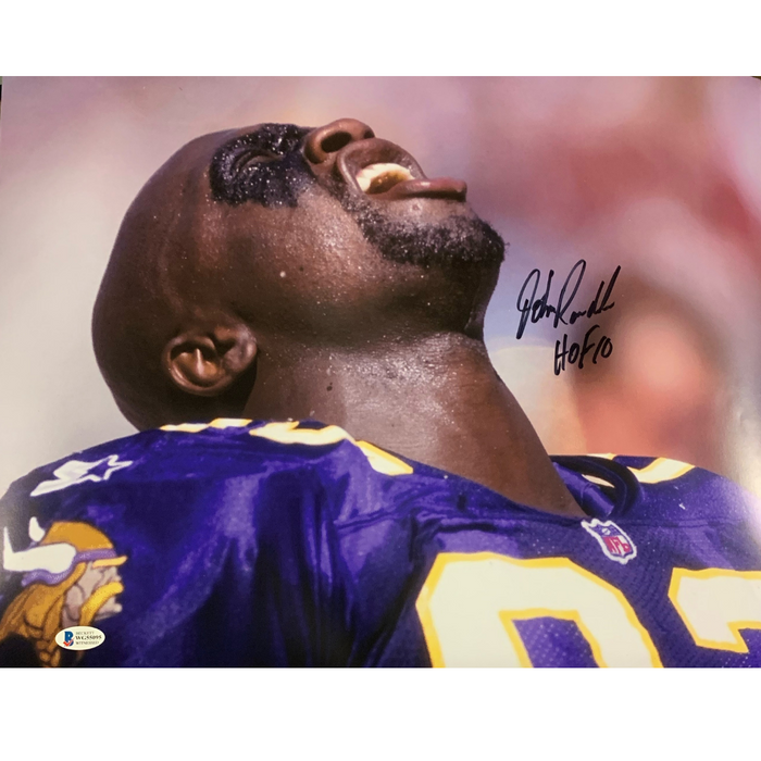 John Randle Signed Yelling 8x10 Photo w/ 'HOF 10'