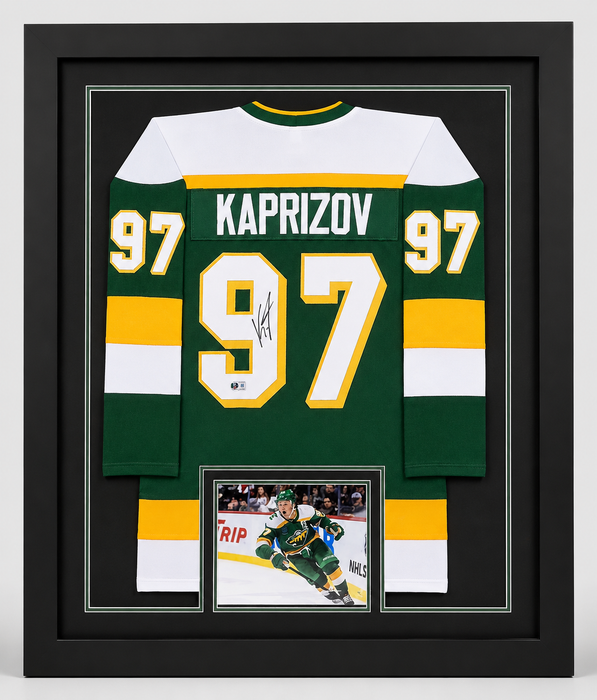 Kirill Kaprizov Signed & Professionally Framed Green Retro Player Hockey Jersey