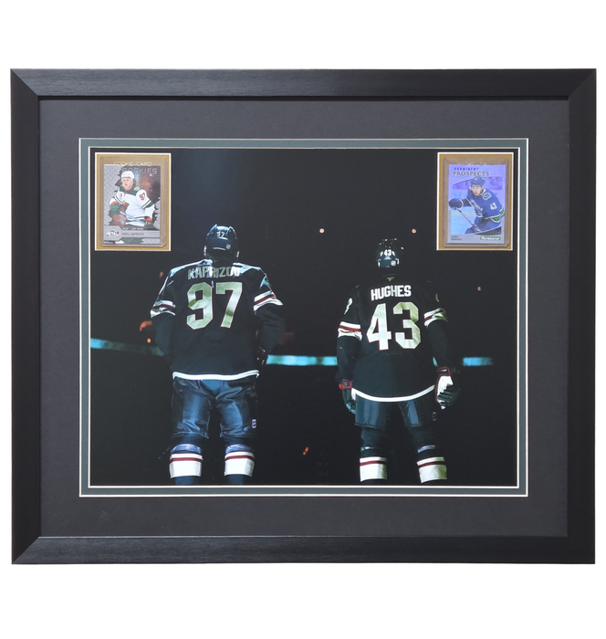 Kirill Kaprizov & Quinn Hughes Professionally Framed Rookie Card Display