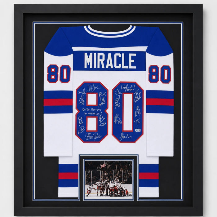 1980 USA Miracle On Ice Signed & Professionally Framed Player Hockey Jersey w/ Inscription