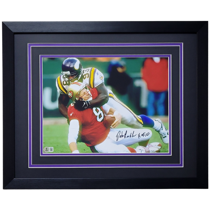 John Randle 'Tackling' Signed & Professionally Framed 11x14 Photo #4 w/ 'HOF 10'