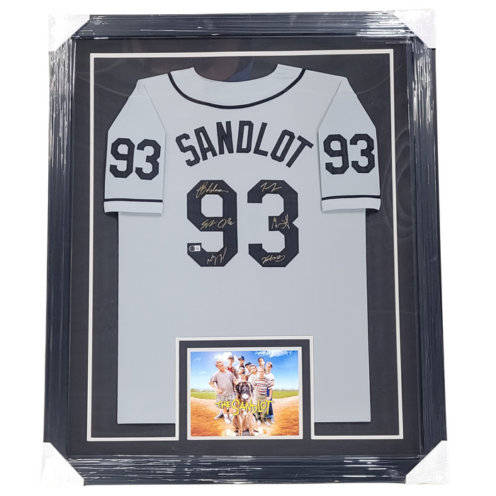 The Sandlot Cast Signed & Professionally Framed Gray Player Baseball Jersey