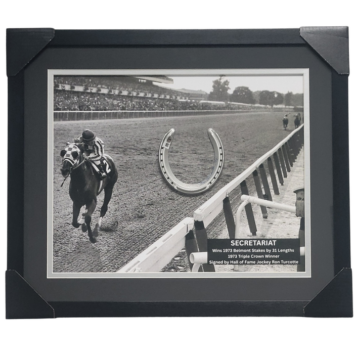 Ron Turcotte 'Secretariat' Signed & Professionally Framed 16x20 Photo w/ Horseshoe