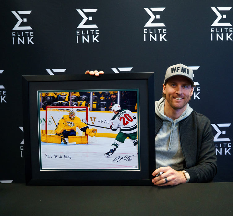 Blake Coleman Signed & Professionally Framed 16x20 Photo w/ Inscription 'First Wild Goal'