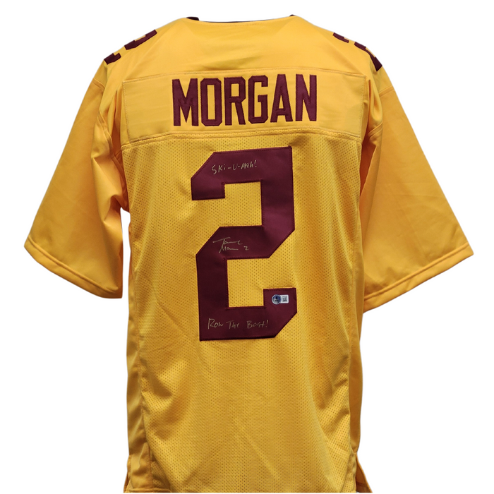 Tanner Morgan Signed Player Gold Football Jersey w/ Inscriptions