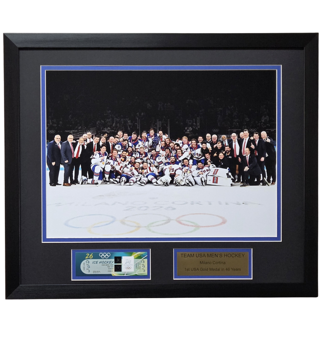 Team USA Men's Hockey 2026 Professionally Framed 16x20 w/ Replica Ticket Photo #2