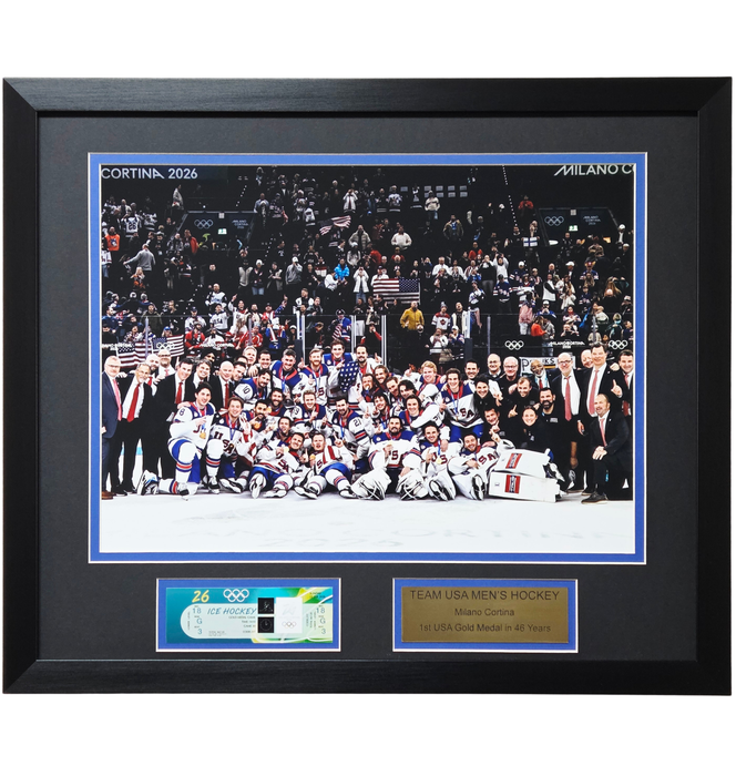 Team USA Men's Hockey 2026 Professionally Framed 16x20 w/ Replica Ticket Photo #1
