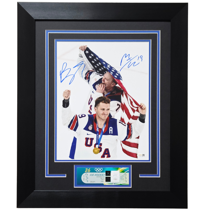 Brady Tkachuk & Matthew Tkachuk Signed & Professionally Framed 11x14 Photo w/ Replica Ticket