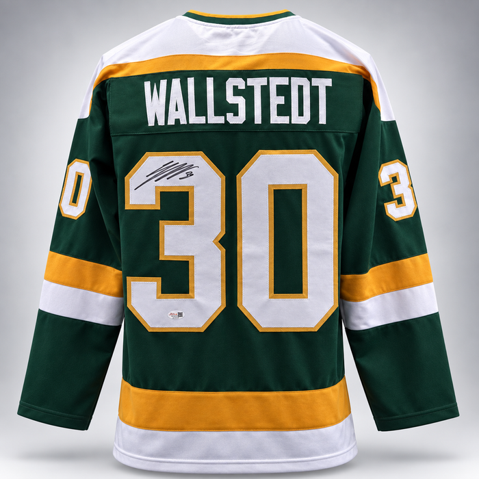 Jesper Wallstedt Signed Green Retro Player Hockey Jersey